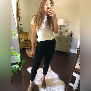 Sewed shut pocket black stretchy trousers